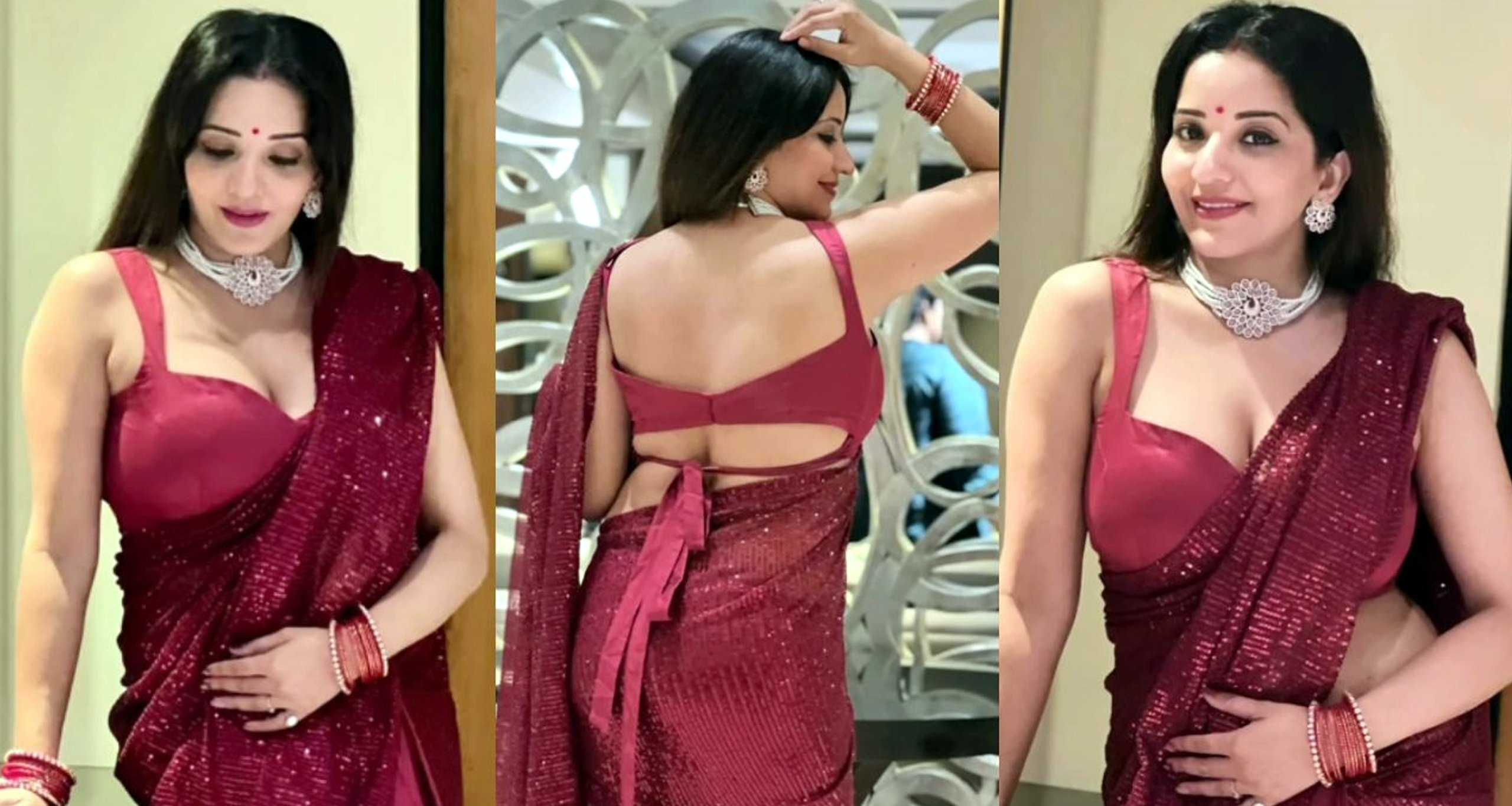 monalisa-red-saree