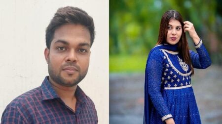স্বামীকে আড়ালে রেখে