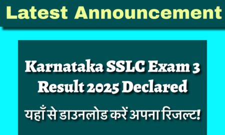 Karnataka SSLC Exam 3 Result