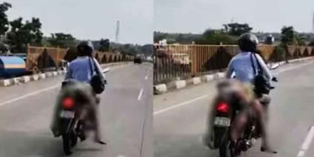 মৃত স্ত্রীকে নিয়ে বাইক