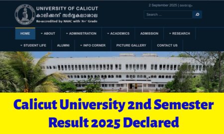 Calicut University 2025 Second Semester Results Declared