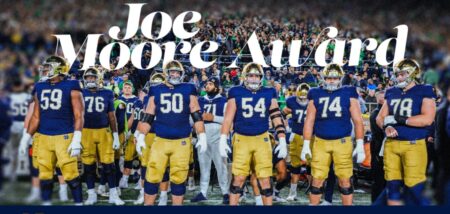 Notre Dame Offensive Line Earns Coveted Joe Moore Award Midseason Honor Joe Moore Award