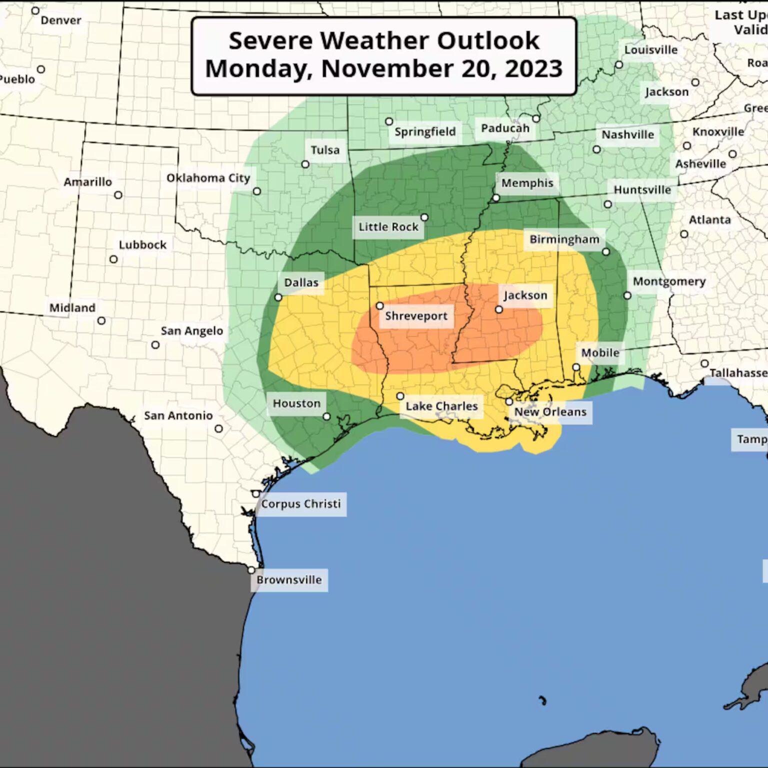 Tornado Watch Issued for Louisiana, Mississippi Counties Tornado Watch