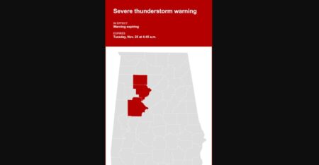 Alabama Severe Thunderstorm Warning: NWS Urges Immediate Preparedness for Damaging Winds Alabama