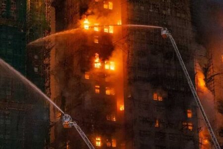 The Hong Kong authorities declared that the blaze was upgraded to level 5 – which is the highest level. The Hong Kong authorities declared that the blaze was upgraded to level 5 - which is the highest level.