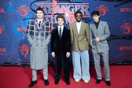 Gaten Matarazzo, Finn Wolfhard, Caleb McLaughlin and Noah Schnapp in season five of 'Stranger Things.'