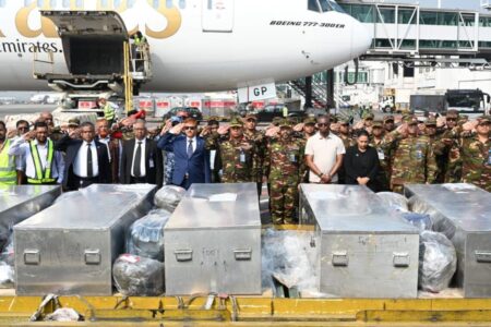বাংলাদেশ সেনাবাহিনীর শান্তিরক্ষীদের মৃতদেহ