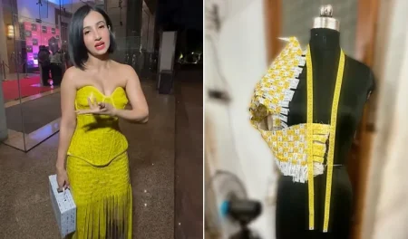 টেপ দিয়ে তৈরি পোশাক পরে আলোচনায় মনামী মনামী