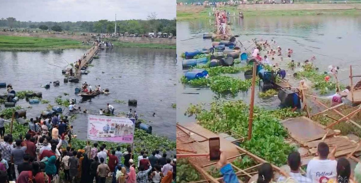 শতাধিক মানুষসহ নদীতে ভেঙে পড়ল ব্রিজ, নিহত বেড়ে ৫ শতাধিক মানুষসহ নদীতে ভেঙে পড়ল ব্রিজ, নিহত বেড়ে ৫