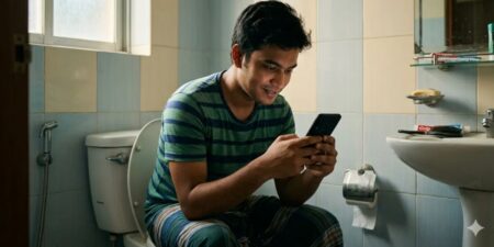 টয়লেটে ফোন স্ক্রল করার অভ্যাসে বাড়ছে পাইলসের ঝুঁকি ফোন স্ক্রল
