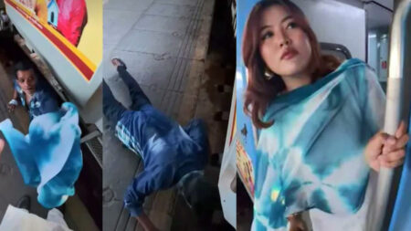 বিদেশিনির ওড়না উদ্ধারে রেললাইন ও কামরার মাঝে ঝাঁপ তরুণের, নেটদুনিয়ায় ভাইরাল Bidashi