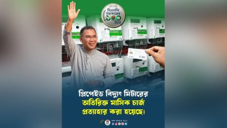 বিদ্যুতের প্রিপেইড মিটারের মাসিক চার্জ প্রত্যাহার প্রিপেইড মিটার