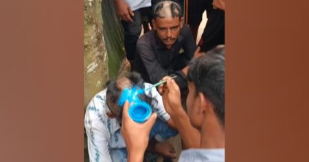 হবিগঞ্জে মোবাইল চুরি করায় ২ যুবকের মাথা ন্যাড়া করে আঁকা হলো আর্জেন্টিনার পতাকা চুরি