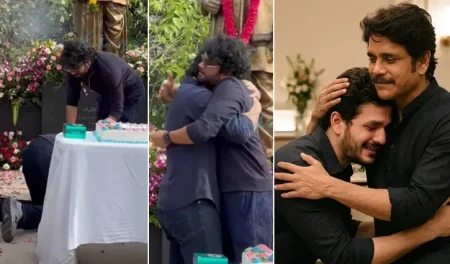নাগার্জুনাকে পেয়ে কান্নায় ভেঙে পড়লেন পুত্র আখিল নাগার্জুনা